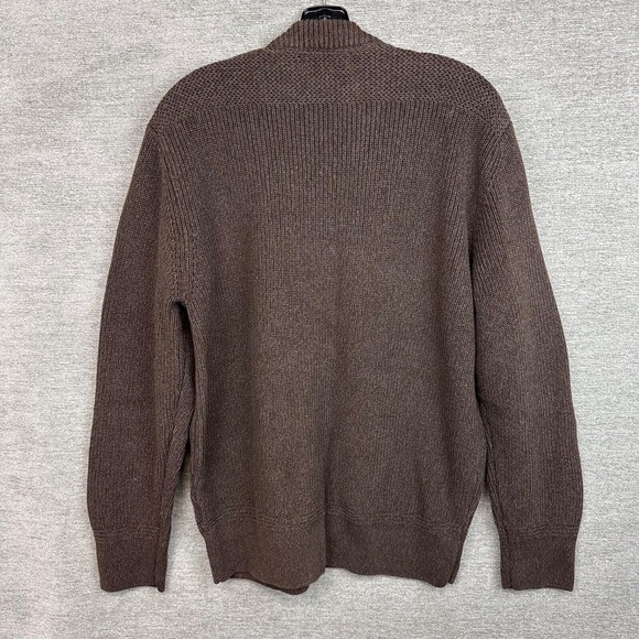 Eddie Bauer Y2K Henley Sweater Brown Chunky Fisherman Knit Ribbed Mens Large - Picture 2 of 16